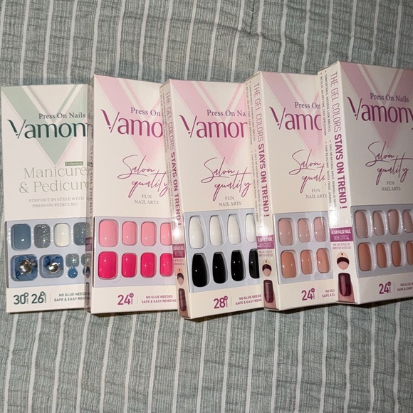 AMO Other - AMO Glam Press-On Nails - Pink, Black, White, Nude